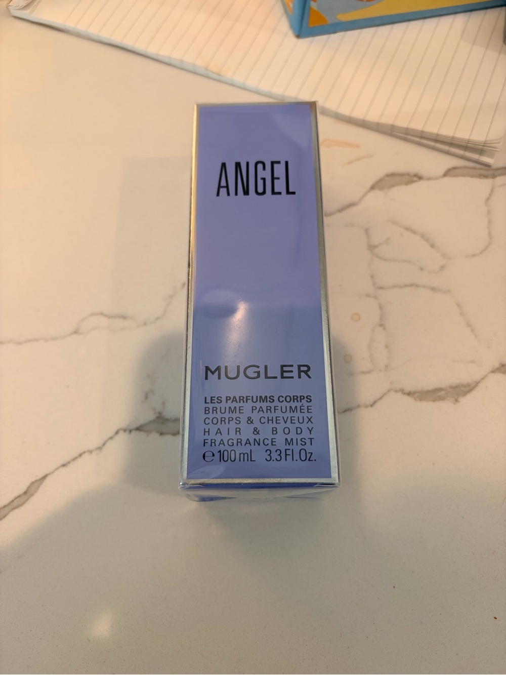 Mugler Angel Hair & Body Fragrance Mist — Lavender Blue Packaging